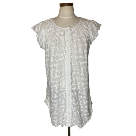 Holding Horses White Eyelet Embroidered Tunic Sz S - Picture 1 of 13